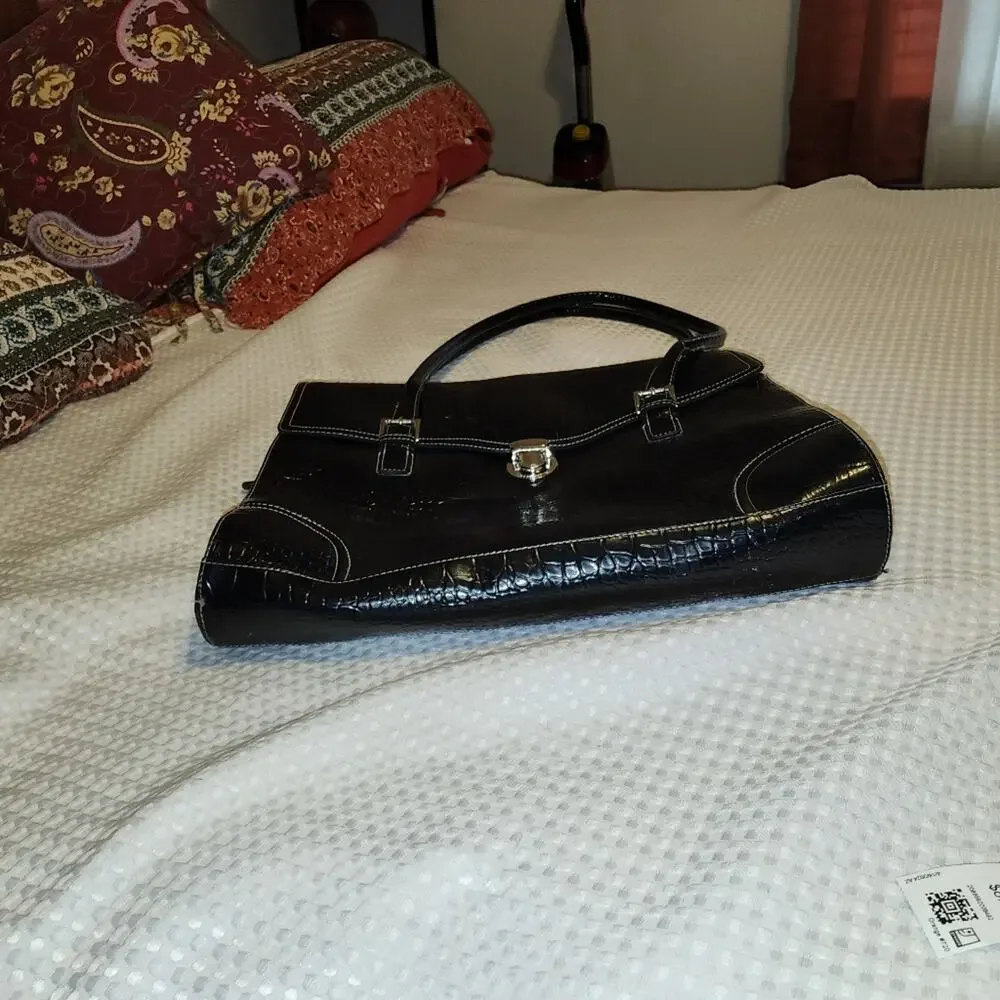 LIZ CLAIBORNE EUC FAUX ALLIGATOR BRIEFCASE BAG. KISS LOCK